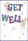 Brimming with charm, this get well card offers a dose of playful optimism, perfectly matching the vibrant atmosphere around Bankside. An adorable teddy bear and his floppy-eared puppy companion leap from the illustration, each cradling the big, colourful letters that spell out 'Get Well.' The text-draped in rich indigo and teal shades-stands in bold contrast to a soft white background, much like Bankside's unique blend of tradition and modern flair. Scattered stars in blue and violet hues sparkle above, their gentle twinkle reminiscent of lights reflecting off local galleries at dusk. The illustrated textures give the bear's fur and the puppy's floppy ears a soft, comforting feel, as though offering a hug through the page. As with our bouquets delivered across Bankside, every detail here is thoughtfully intended to lift spirits and send comfort directly into a friend or neighbour's hands at just the right moment.